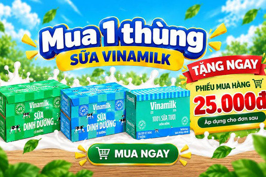 Cách nhận phiếu mua hàng 25.000 đồng khi mua sữa thùng Vinamilk trực tuyến