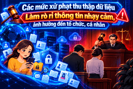 [Infographic] - Các mức xử phạt thu thập dữ liệu làm rò rỉ thông tin nhạy cảm, ảnh hưởng đến tổ chức, cá nhân