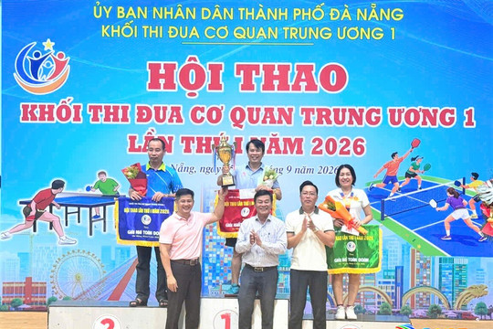 Hội thao Khối thi đua Cơ quan Trung ương 1: Chi nhánh Ngân hàng Chính sách xã hội thành phố Đà Nẵng giành giải Nhất toàn đoàn