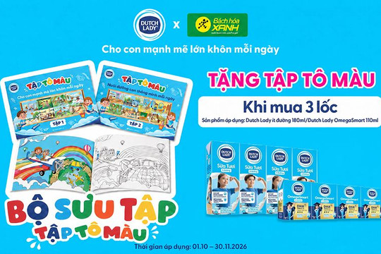 Cách đặt mua 3 lốc sữa Dutch Lady nhận ngay tập tô màu độc quyền tại Bách hóa XANH