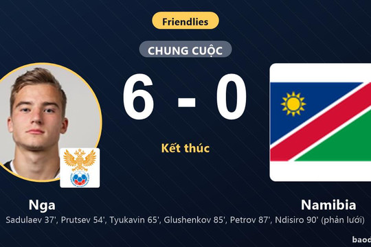 Đè bẹp Namibia 6-0, tuyển Nga phô diễn sức mạnh vượt trội