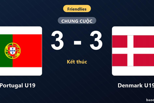 Rượt đuổi kịch tính 6 bàn, Portugal U19 và Denmark U19 bất phân thắng bại