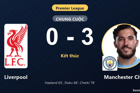 Đánh bại Liverpool 0-3 tại Anfield, Manchester City xây chắc ngôi đầu Ngoại hạng Anh