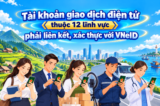[Infographic] - Tài khoản giao dịch điện tử thuộc 12 lĩnh vực phải liên kết, xác thực với VNeID