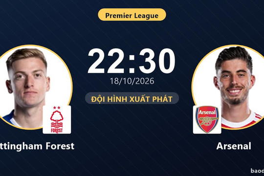 Trực tiếp Nottingham Forest vs Arsenal: Hết hiệp 1, hòa 0-0