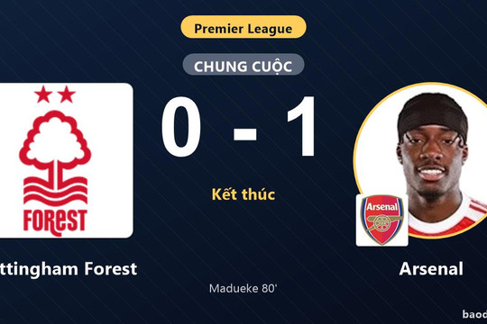 Thắng Nottingham Forest, Arsenal vươn lên top 3 còn đối thủ chôn chân ở nhóm cầm đèn đỏ