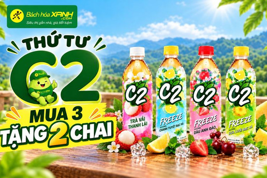 Cách săn ưu đãi mua 3 tặng 2 trà C2 siêu tiết kiệm tại Bách hóa XANH vào thứ Tư hàng tuần