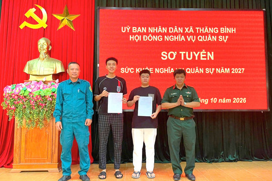 Xã Thăng Bình tiếp nhận 43 đơn tình nguyện nhập ngũ năm 2027