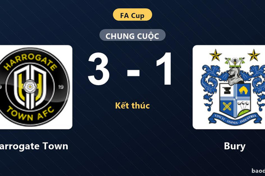 Bury gục ngã cuối trận, Harrogate Town thắng 3-1 tại FA Cup