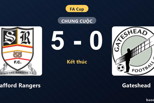 Đè bẹp Gateshead 5-0, Stafford Rangers gieo thêm ác mộng cho đối thủ tại FA Cup