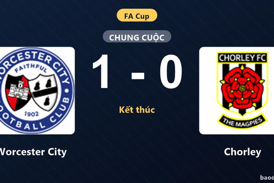 Ghi bàn phút 89, Worcester City khiến Chorley ôm hận tại FA Cup