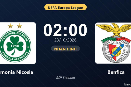 Nhận định Omonia Nicosia vs Benfica: Cơ hội bám đuổi ngôi đầu