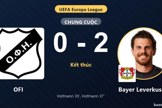 Đánh bại OFI, Bayer Leverkusen giữ vững ngôi nhì bảng Europa League
