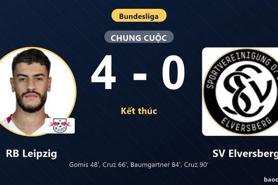 Vùi dập SV Elversberg 4-0, RB Leipzig áp sát nhóm dự cúp châu Âu