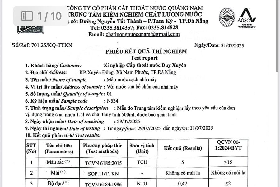 Tiếp tục kiểm tra chất lượng nước sinh hoạt tại Nam Phước