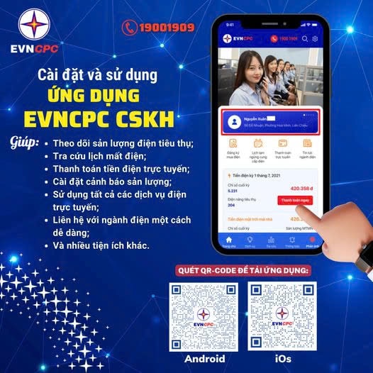 Kiểm soát hóa đơn tiền điện với app EVNCPC CSKH