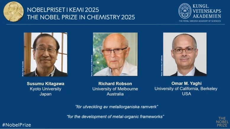 Giải Nobel Hóa học 2025 tôn vinh công trình về vật liệu xốp