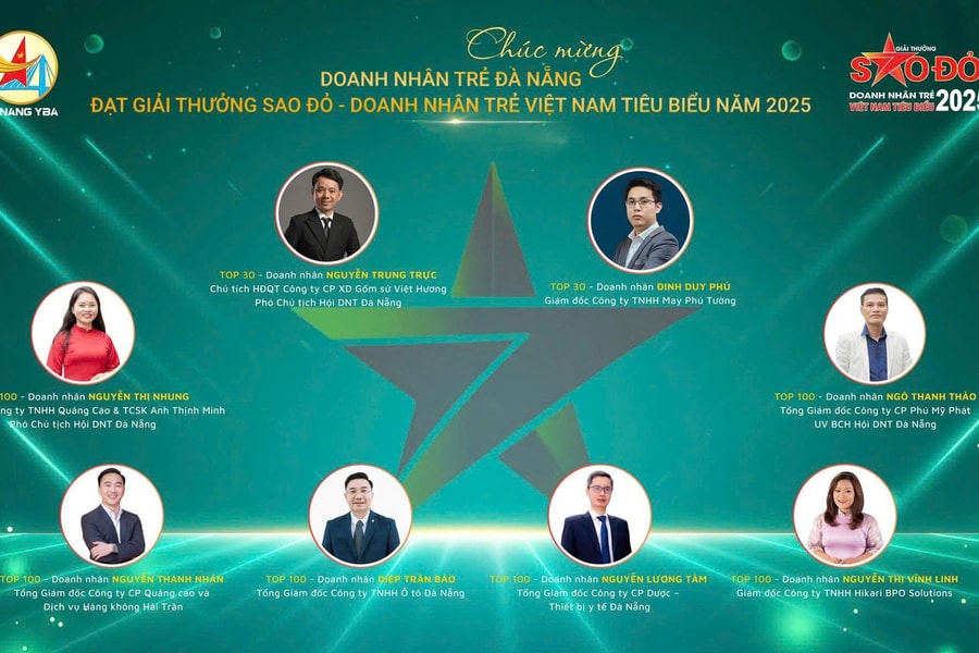 8 doanh nhân Đà Nẵng nhận giải thưởng Sao Đỏ năm 2025