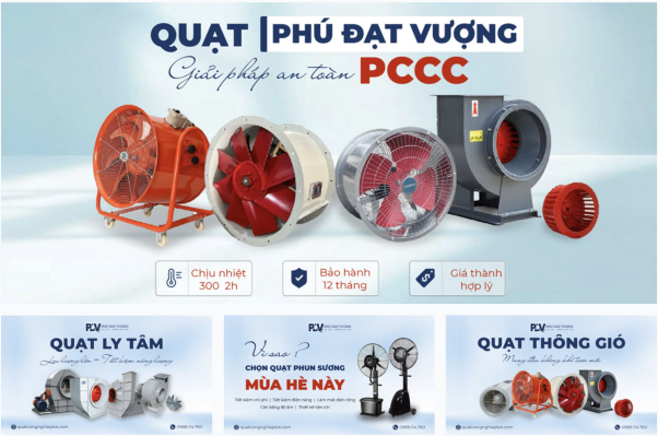 Quạt thông gió vuông công nghiệp an toàn và bền bỉ tại Quạt Phú Đạt Vượng