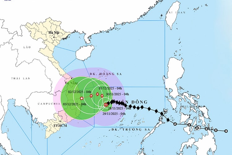 Thời tiết ngày 28/11: Bão số 15 giật cấp 14, vùng biển miền Trung biển động dữ dội