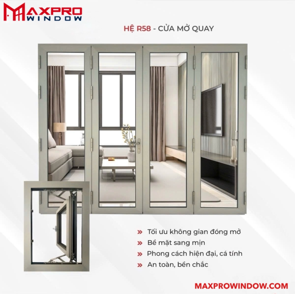 Cửa đi mở quay Maxpro JP Nhật Bản - Giải pháp bền vững cho công trình hiện đại
