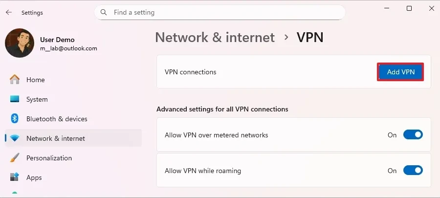 Cách thiết lập và quản trị kết nối VPN tích hợp trên Windows 11