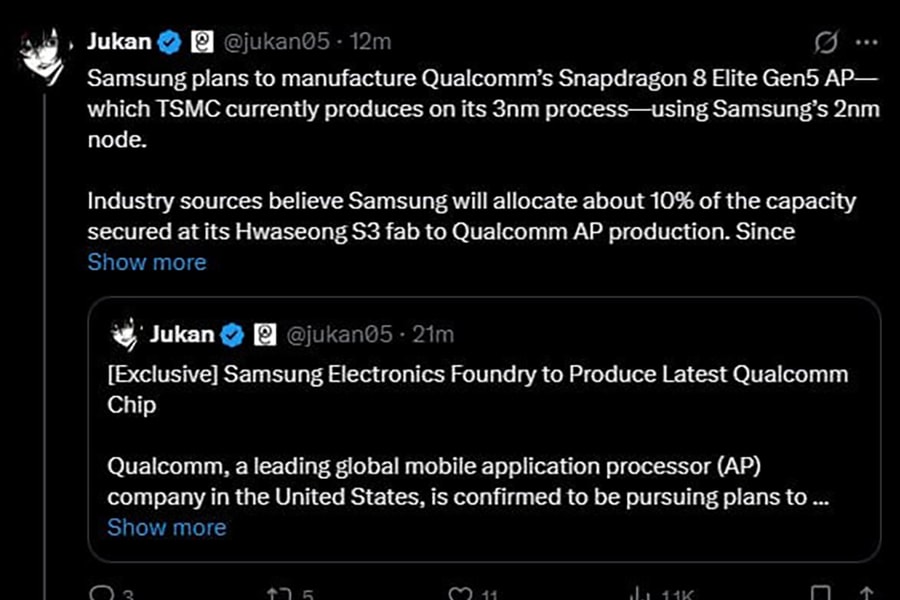 Samsung sản xuất chip Snapdragon 8 Elite Gen 5 tiến trình 2nm cho dòng Galaxy 2026