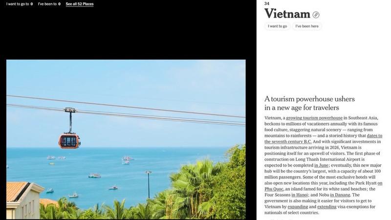 The New York Times: Vietnam ranked in “52 Places to Go” list 2026