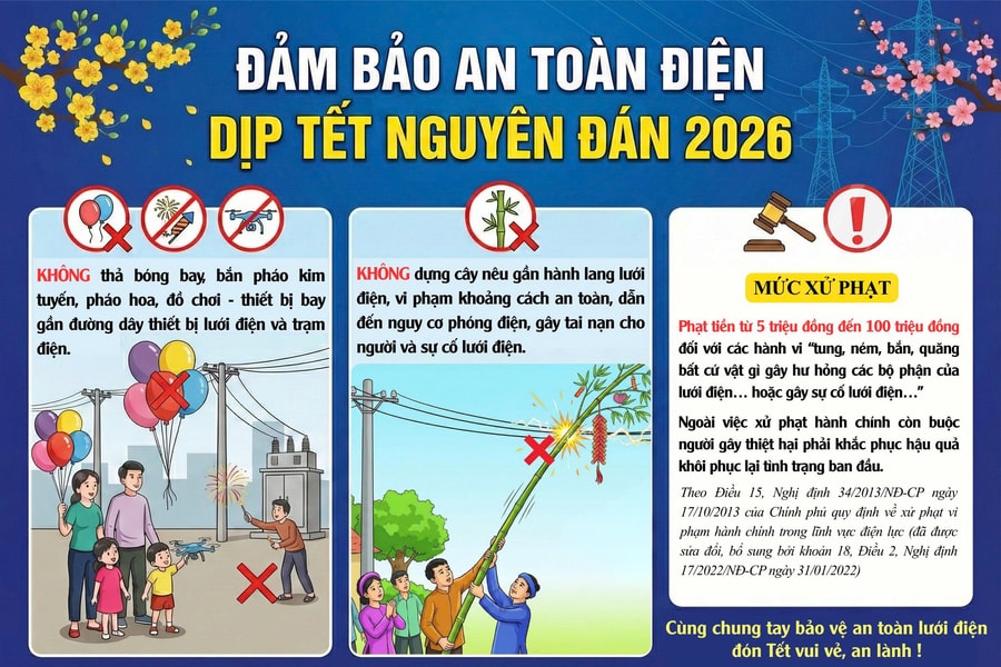 Cẩn trọng khi dựng cây nêu, trang trí đèn điện dịp Tết