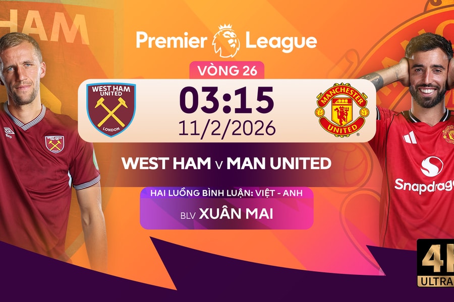 Link xem trực tiếp Man Utd vs West Ham 3h15 hôm nay 11/2/2026