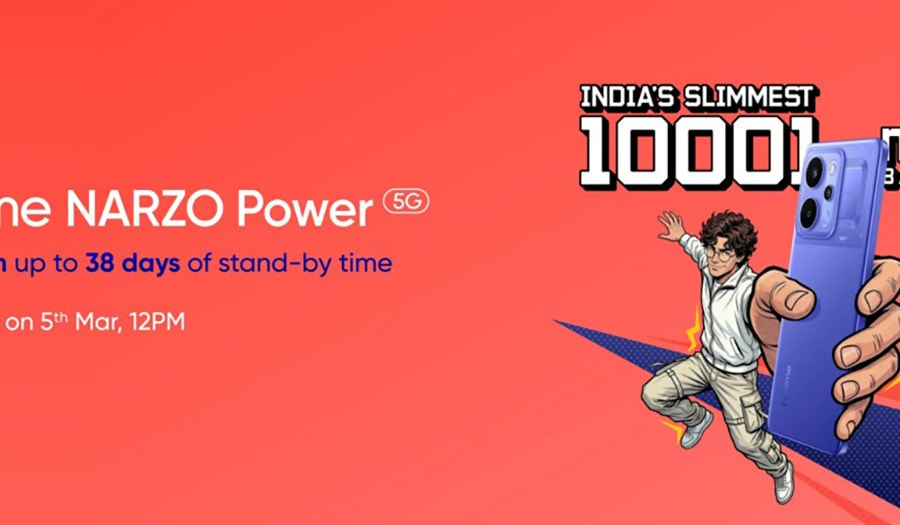 realme Narzo Power 5G ra mắt ngày 5/3: Pin 10,001mAh và màn hình 144Hz siêu sáng