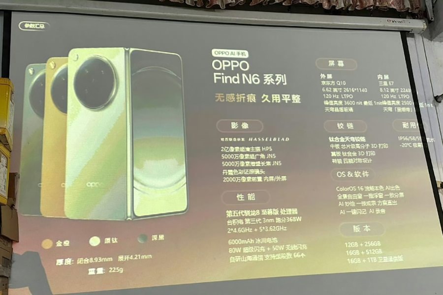 Lộ diện cấu hình OPPO Find N6: Màn hình gập 8.12 inch, camera 200MP và pin 6000mAh