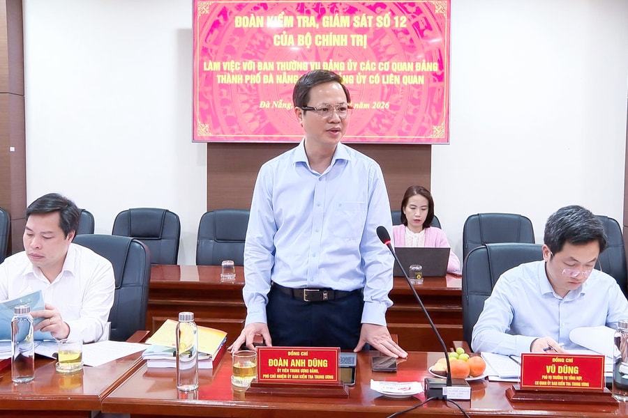 Đoàn Kiểm tra, giám sát số 12 của Bộ Chính trị làm việc với Ban Thường vụ Đảng ủy Các cơ quan Đảng thành phố