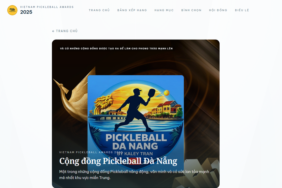 Cộng đồng Pickleball Đà Nẵng được đề cử tại Vietnam Pickleball Awards 2025