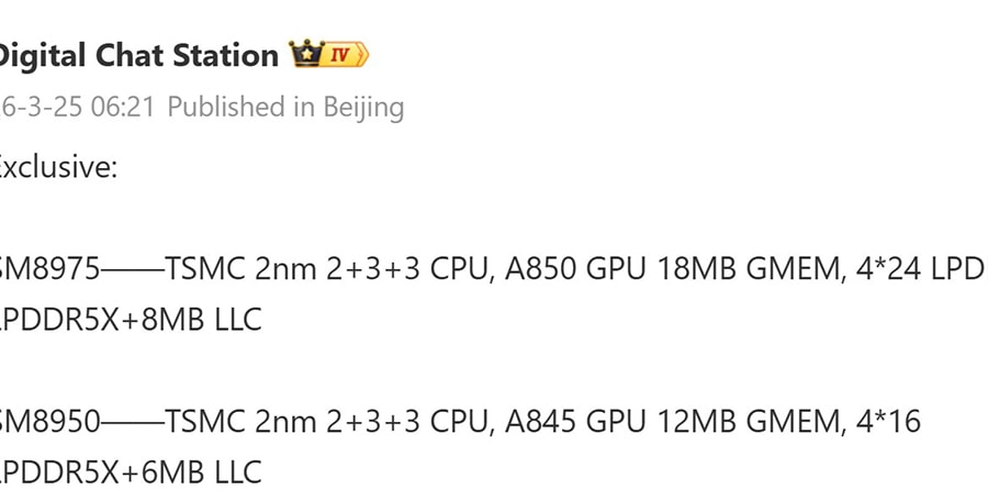 Thông số Snapdragon 8 Elite Gen 6: Tiến trình 2nm và bước ngoặt với RAM LPDDR6