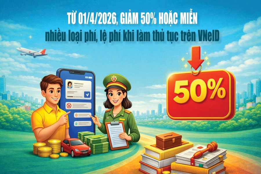 Từ 1/4/2026, giảm 50% hoặc miễn nhiều loại phí, lệ phí khi làm thủ tục trên VNeID