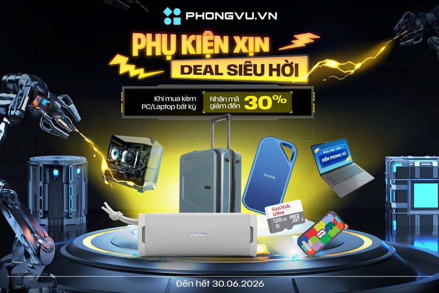 Sắm PC và laptop tại Phong Vũ: Nhận loạt mã giảm giá phụ kiện đến 30%
