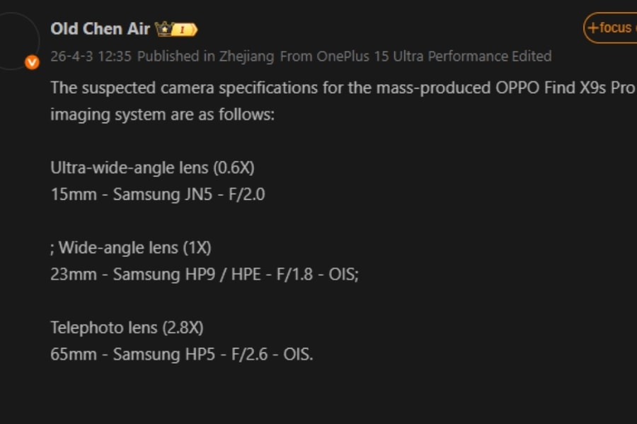 Giải mã thông số OPPO Find X9s Pro: Camera kép 200MP trong thân máy 6.32 inch