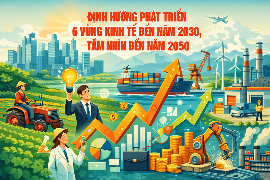 Định hướng phát triển 6 vùng kinh tế đến năm 2030, tầm nhìn đến năm 2050