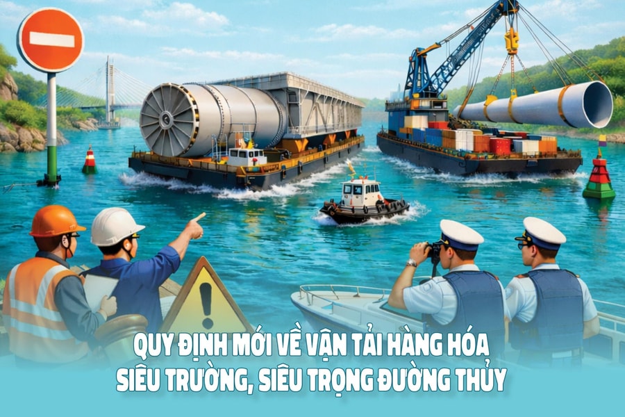 Quy định mới về vận tải hàng hóa siêu trường, siêu trọng đường thủy