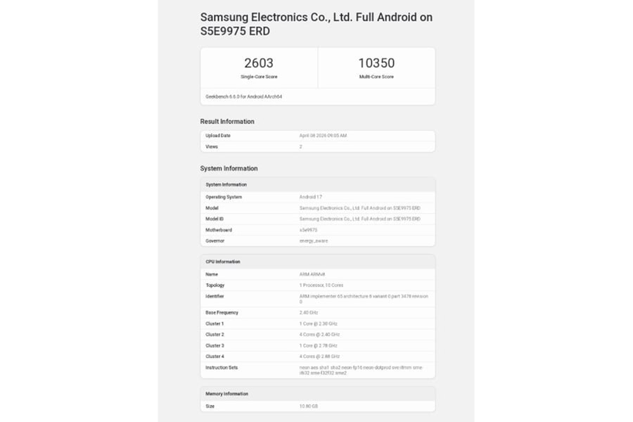 Exynos 2700 lộ diện trên Geekbench: Cấu trúc 10 nhân và hiệu năng đa luồng đột phá