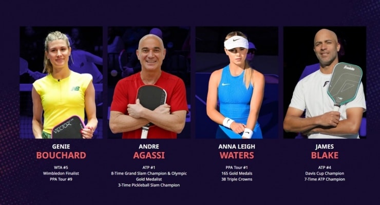 "Mỹ nhân tennis" Eugenie Bouchard đối đầu Andre Agassi tại giải Pickleball Slam 4