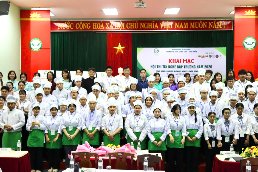 Hội thi tay nghề 2026: Sân chơi nâng cao kỹ năng cho Học sinh - Sinh viên Trường Cao đẳng Lương thực - Thực phẩm
