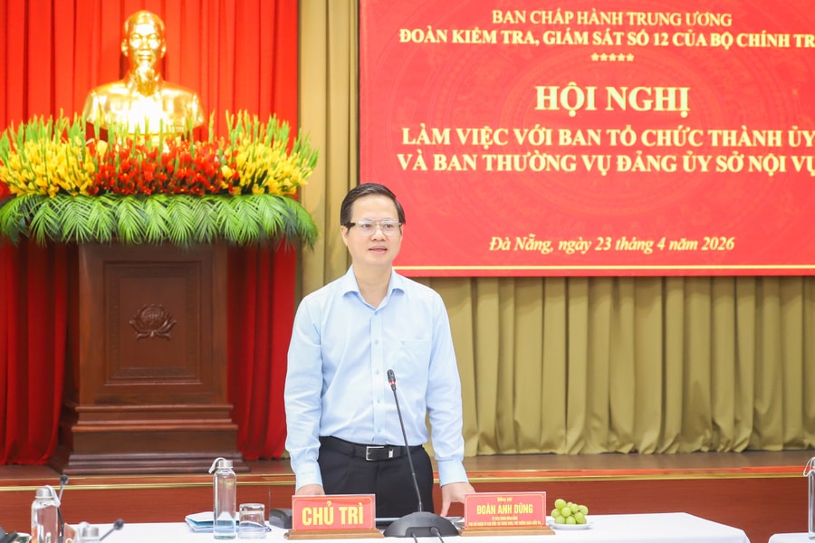 Đoàn kiểm tra, giám sát số 12 của Bộ Chính trị làm việc với Ban Tổ chức Thành ủy, Sở Nội vụ thành phố Đà Nẵng