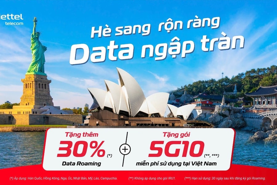 Viettel tặng ưu đãi kép Data Roaming và Data 5G trong nước