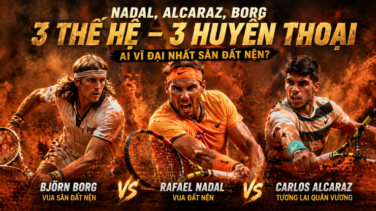 Nadal, Borg và Alcaraz: Giải mã ba chuẩn mực vĩ đại nhất lịch sử sân đất nện