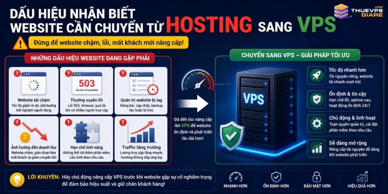 Những dấu hiệu nên chuyển từ Hosting sang VPS để website ổn định hơn
