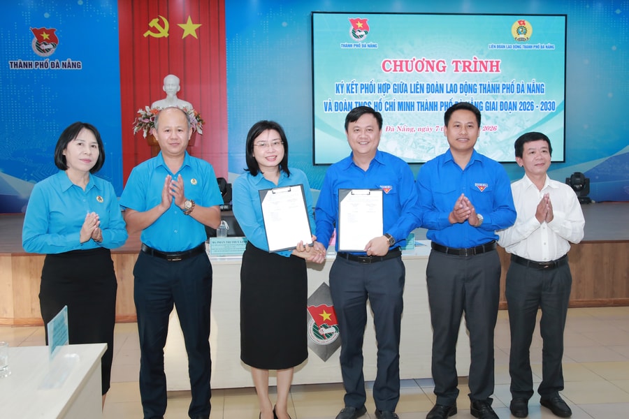 Thành Đoàn Đà Nẵng ký kết phối hợp với Liên đoàn Lao động thành phố
