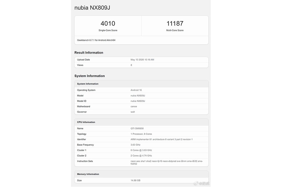 Red Magic 11S Pro+ lập kỷ lục hiệu năng đơn nhân vượt mốc 4000 trên Geekbench