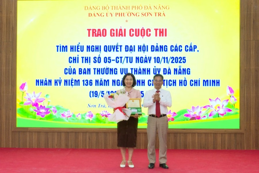 Phường Sơn Trà trao giải Cuộc thi tìm hiểu nghị quyết đại hội Đảng các cấp và Chỉ thị số 05-CT/TU